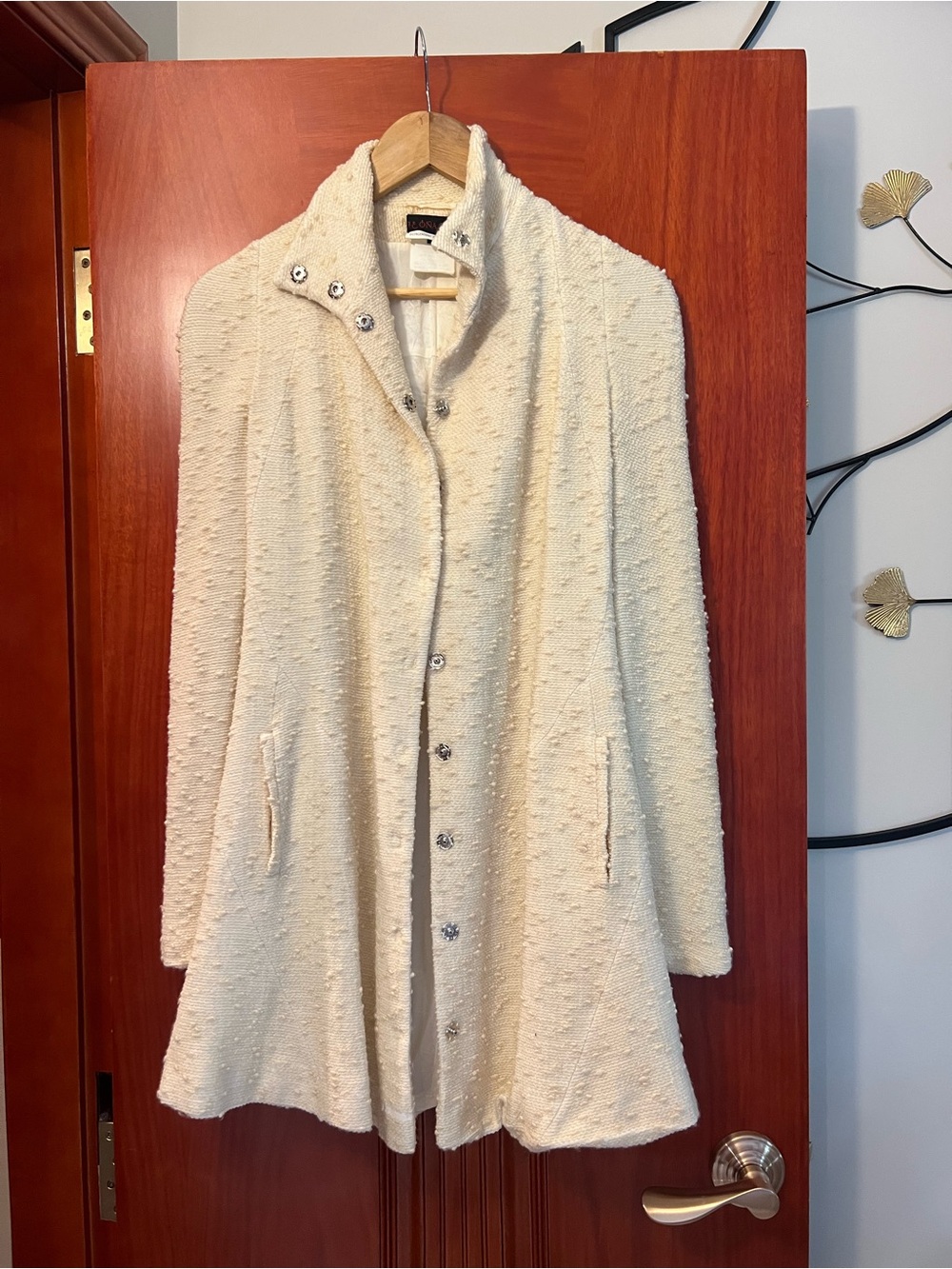 Elegant Cream Textured Trench Coat by
